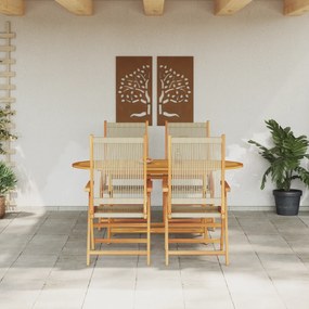 Conjunto de Jantar de Jardim VidaXL 5 Peças Bege em Madeira Maciça de