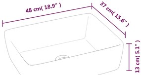 Lavatório retangular 48x37x13 cm cerâmica branco