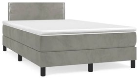 vidaXL Cama boxspring com colchão 120x190 cm veludo cinzento-claro