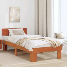 vidaXL Estrutura da Cama com cabeceira Castanho-mel 90 x 190 cm