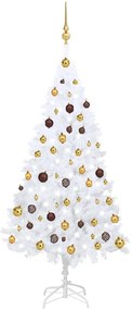 vidaXL Árvore Natal artificial c/ luzes LED e bolas 150 cm PVC branco
