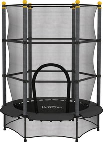 HOMCOM Trampolim para Crianças com Rede de Segurança e Estrutura de Aço para Interiores e Exteriores Carga 50kg Ø140x190 cm Preto | Aosom Portugal