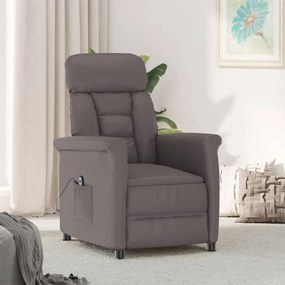 3098344 vidaXL Poltrona reclinável elétrica couro artificial cinzento