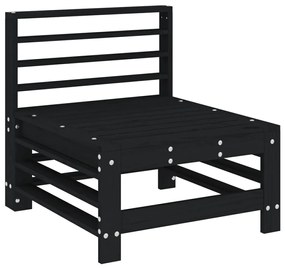 3 pcs conjunto lounge de jardim madeira de pinho maciça preto
