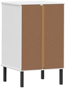 Mesa cabeceira c/ pernas de metal OSLO pinho maciço branco
