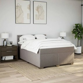 Cama com molas/colchão 160x200 cm tecido castanho-acinzentado