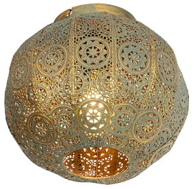 Candeeiro de teto oriental dourado e verde 28,5 cm - Baloo Oriental