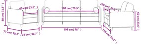 3 pcs conjunto de sofás com almofadas veludo preto