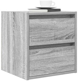 Mesa de cabeceira de parede 38x34x40 cm cinzento sonoma