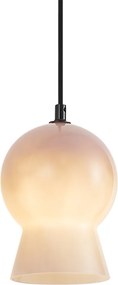 Candeeiro pendente retro preto com vidro bege para sistema de calha monofásico - Iconic Bell