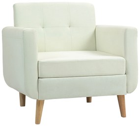 HOMCOM Poltrona Sala de Estar Moderna com Apoio para os Braços e Pés de Madeira Carga 125 kg 78x70x75 cm Creme | Aosom Portugal