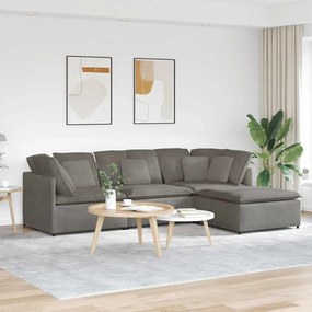 vidaXL Sofá modular c/ pufes almofadas tecido corduroy cinzento-claro