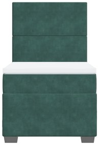 Cama com molas/colchão 90x190 cm veludo verde-escuro