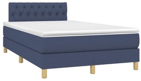 Cama box spring c/ colchão e LED 120x200 cm tecido azul