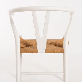 Cadeira Mariachi com Assento em Vime e Madeira de Bétula - Branco - De