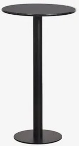Mesa Alta De Bar Redonda Ø60 Cm Em Pedra Natural Xiren Mármore Nero Marquina - Preto - Sklum