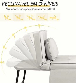 Sofá-Cama "Açores" 3 em 1 - Branco Gelo - 95x179x78 cm - Linho e Metal