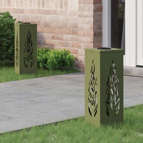 vidaXL Luz Solar LED de Caminho 2 pcs Verde Oliva Aço Laminado a Frio