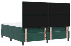 Cama Box Spring com Colchão e Banco Verde Escuro 180x200 cm Veludo