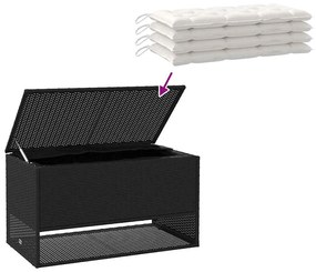 Caixa para almofadões de exterior 100x55x55,5 cm vime PE preto