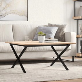 Mesa de centro estrutura em X 90x90x45 cm pinho e aço