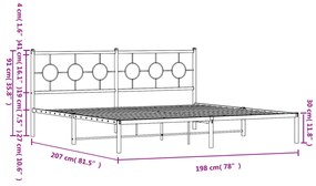 Estrutura de cama com cabeceira 193x203 cm metal preto