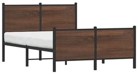 Estrutura de cama sem colchão 137x190cm metal carvalho castanho