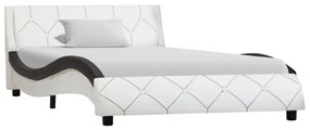 vidaXL Estrutura de cama 90x200 cm couro artificial branco e preto