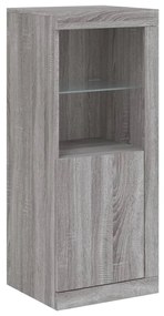 Aparador com luzes LED 41x37x100 cm cinzento sonoma