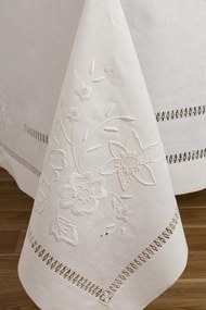 180x350 Toalha de mesa de linho bordada a mão + 12 guardanapos 50x50 cm