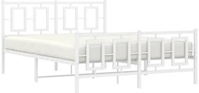 Estrutura de cama com cabeceira e pés 140x190 cm metal branco