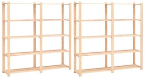 2 unidades arrumação 5 prateleiras 170x38x170cm pinho 500 kg
