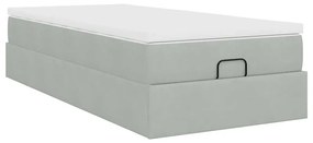 Estrutura cama otomana colchão 80x200 cm veludo cinzento claro