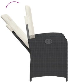 5 pcs conjunto de jantar p/ jardim c/ almofadões vime PE preto