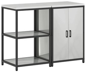 Conjunto de Armazenamento de Cozinha com prateleira 2 pcs Prata