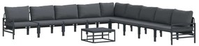 vidaXL Conjunto de Sofá de Jardim com almofada 10 pcs Preto Aço