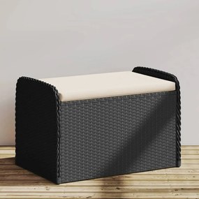 vidaXL Banco de arrumação com almofadão 80x51x52 cm vime PE preto