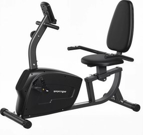Bicicleta estática semi-reclinada com rodas, resistência magnética e assento ajustável, 132 x 62 x 100 cm, preta