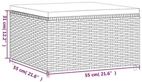 7 pcs conjunto lounge de jardim c/ almofadões vime PE castanho