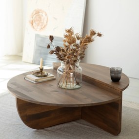 Conjunto de Mesas de Café Podium - Cor Nogueira - 90x30x60cm e 85x30x3