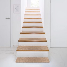 Conjunto de 15 Tapetes Antiderrapantes para Escadas, 76 x 20 cm, Impermeáveis, Bege