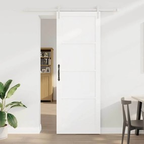 vidaXL Porta Deslizante com Kit de Ferragens Branca 83x232 cm Madeira Sólida Pinus