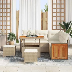 Conjunto de Sofás para Jardim vidaXL com Almofadas Bege em Polirattan Acácia