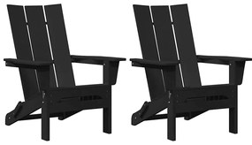 Cadeiras Adirondack Dobráveis vidaXL 2 pcs Preto 74.5x80.5x90 cm HDPE