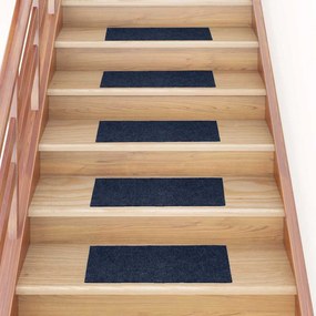 vidaXL Tapetes de escada adesivos retangulares 15 pcs 60x25 cm azul