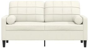 Sofá 2 lugares c/ almofadas decorativas 140 cm veludo creme