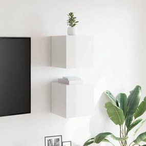 Móvel de TV de parede 2 pcs 30,5x30x30 cm branco brilhante