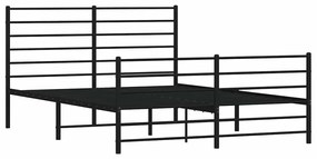 Estrutura de cama com cabeceira e pés 135x190 cm metal preto