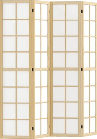 Biombo de interior dobrável de 4 painéis, 160 x 170 cm, divisória para sala de estar, quarto e casa, cor natural