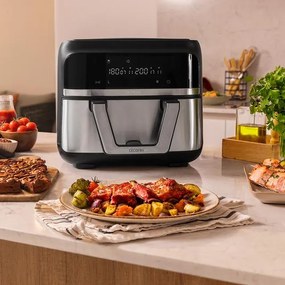 Fritadeira sem óleo Cecotec com capacidade de 9 L Cecofry Dual 9000 Airfryer dietética digital e compacta, com dupla temperatura, tecnologia PerfectCo